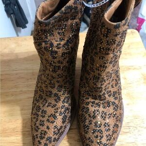 Forever 21 Leopard Print Studded Ankle Booties - Brown/Black